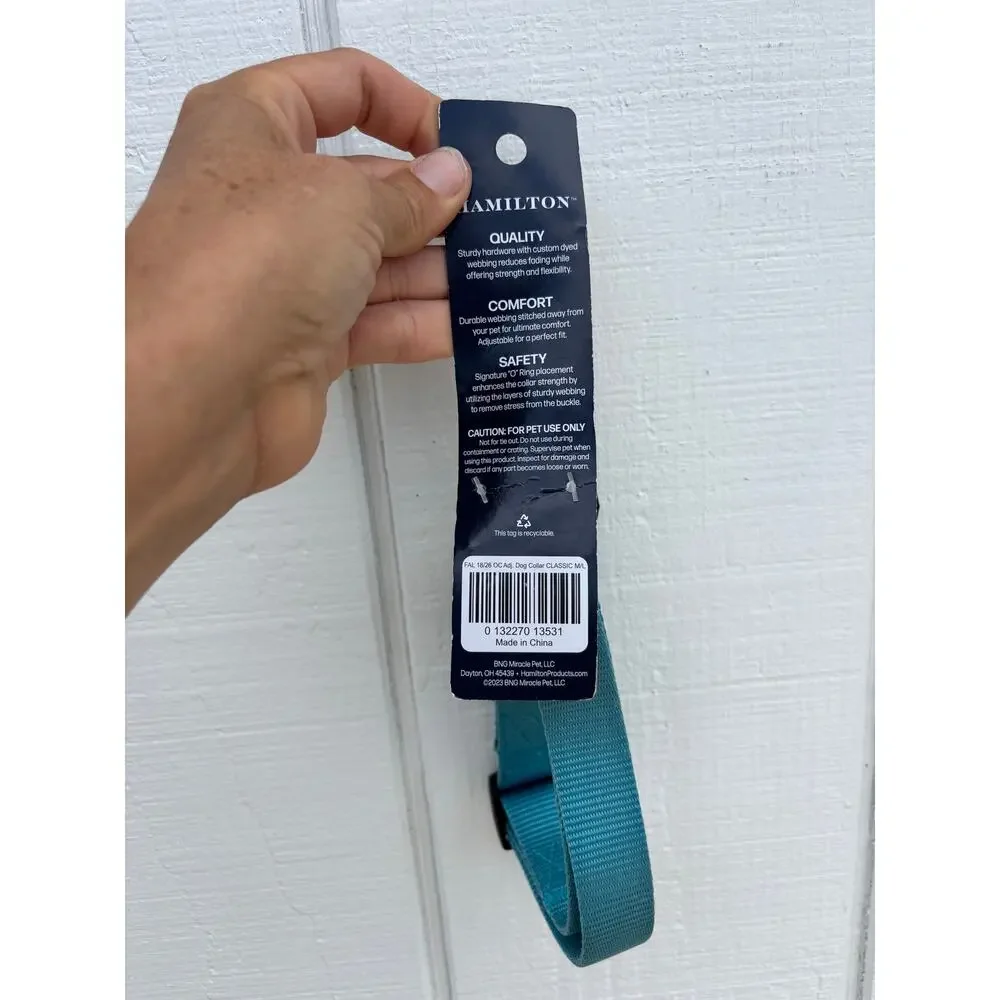 NWT Dog Collar, Hamilton, Turquoise,‎ M/L